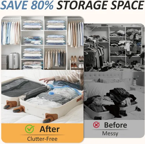 Vista 4 de Cozy Essential Vacuum Storage Bags, 80% Compression Vacuum Seal Space Saver Plastic Packaging Bags for Clothes, Blankets, Pillow, Bedding