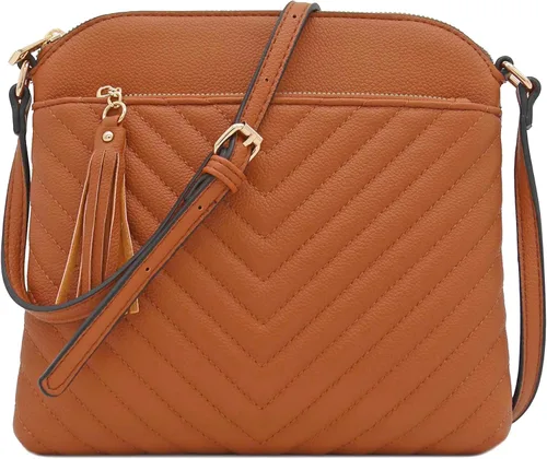 Vista 25 de Bolsa cruzada FashionPuzzle de tamaño medio con acolchado de espiga y borla Negro