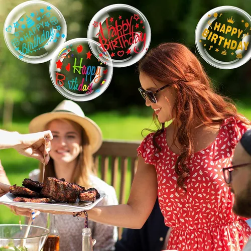 Vista 6 de Kasyat Juego de 36 calcomanías de cumpleaños, globos transparentes Bobo 12 Birthday Stickers 24 DIY Bubble Transparent Party Supplies Decoration