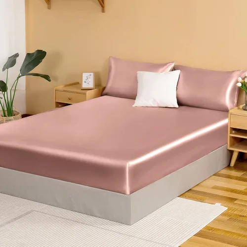 Vista 10 de NSGZ Sábana Bajera Ajustable de Satén Twin, Sábana Bajera Sedosa Individual Solamente, Sábanas de Cama Inferiores Suaves de Bolsillo Profundo, Sin