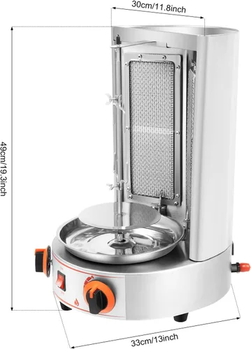 Vista 8 de Máquina de Asador de Shawarma Eléctrica Weglae, Asador Vertical de Acero Inoxidable, Máquina de Barbacoa Comercial, Máquina Rotisserie de Encimera