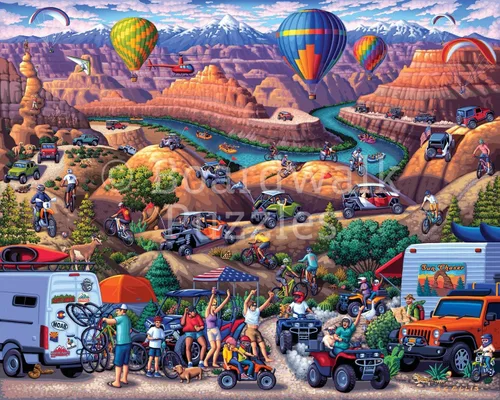 Vista 2 de Boardwalk Puzzle Company - Rompecabezas de 500 piezas, Red Rock Adventure, 500 piezas Arte exclusivo de Andy C. Ellis, corte de precisión, piezas