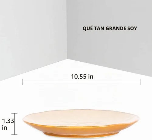 Vista 2 de vicrays Juego de Platos de Cena de Cerámica, 10.5 Pulgadas, Juego de 6, Redondos, Apto para Microondas, Horno, Lavavajillas, Porcelana Acanalada