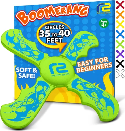 Vista 14 de Divertido boomerang para niños, suave y fácil de usar, juguetes al aire libre para niños o adultos, el mejor regalo para niños y niñas de 6, 7, 8