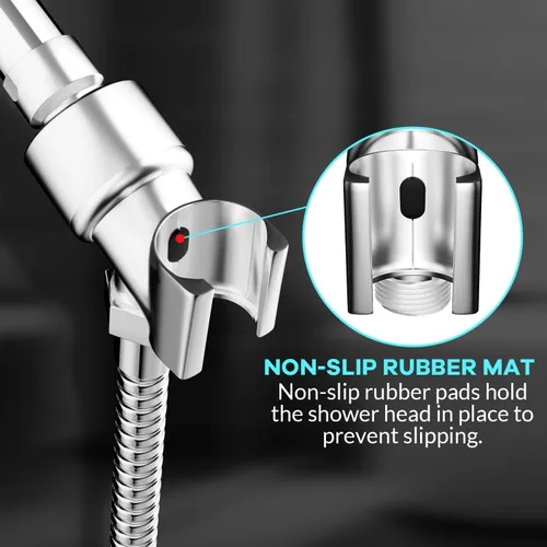 Vista 6 de Soporte de Cabezal de Ducha para Duchas de Mano, Montura de Brazo de Ducha Ajustable con Junta Esférica Giratoria, Soporte Premium de ABS, Conecta