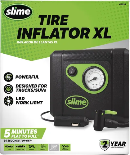 Vista 11 de Slime 40059 Inflador de neumáticos, Junior, Compacto, Potente, Compresor de Aire Portátil para Coche, Ligero, Analógico, Reparación de Neumáticos
