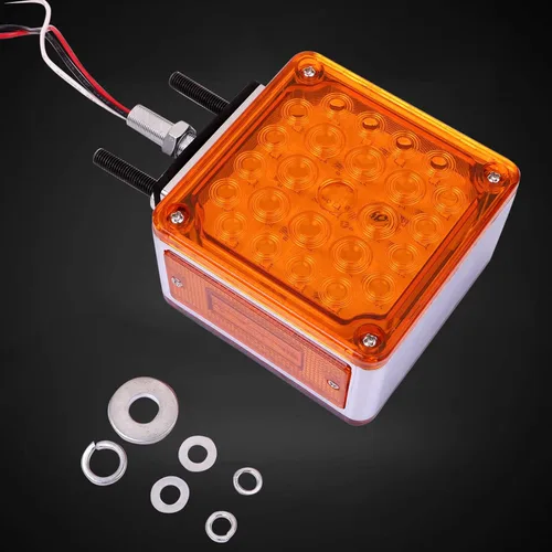 Vista 7 de Luces intermitentes cuadradas de doble cara, color ámbar/rojo, 52 LED