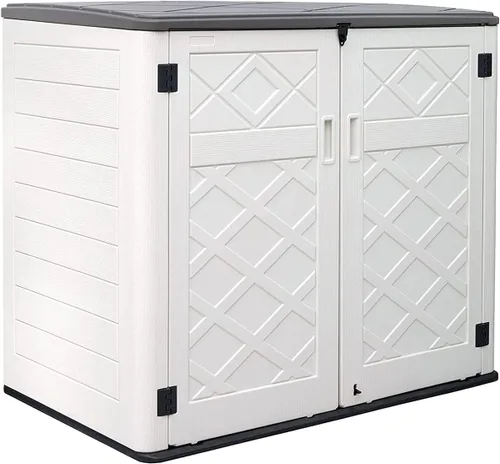 Vista 15 de Kinying - Cobertizo de almacenamiento conveniente horizontal con varias direcciones de apertura, para latas de basura, herramientas, podadora