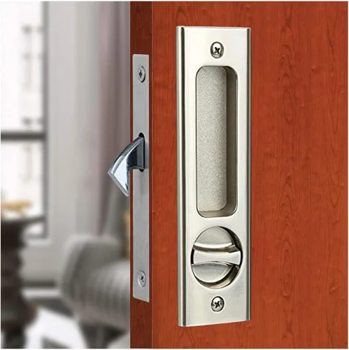 Vista 8 de LWZH Cerradura de puerta de bolsillo de privacidad negro mate de 6.3 pulgadas, cerradura de manija empotrada invisible con llaves, cerradura