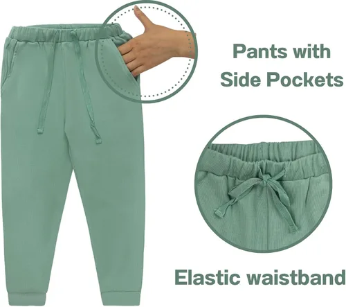Vista 2 de GUISBY Conjunto de pijama para niños y niñas, sudadera de ajuste cómodo para uso diario de 2 piezas