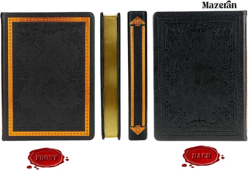 Vista 3 de Mazeran Diario vintage, tapa dura de piel sintética, cuaderno de escritura retro en relieve, agenda personal con forro universitario, 5.5 x 7.7