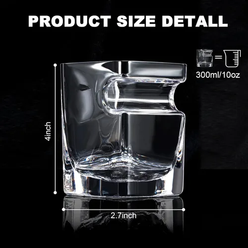 Vista 2 de Vasos de Whisky para Cigarros - Vaso Old Fashioned de 12oz con Bandeja Integrada para Cigarros, Vaso de Bar, Juego de Vasos de Whisky de Cristal