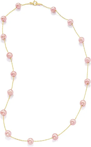 Vista 3 de Ross-Simons 6-6.5mm Pink Cultured Pearl Station Necklace in 14kt Yellow Gold