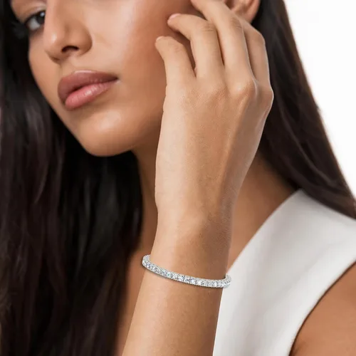Vista 7 de Pulsera de tenis clásica de 3 a 50 quilates con diamantes de oro de 14 Oro blanco de 14 quilates.