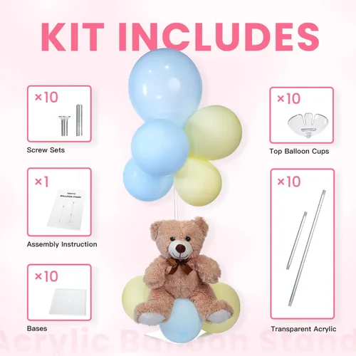 Vista 2 de TEKXYZ Soportes de globos de acrílico transparente para mesa, altura ajustable de 15.75 pulgadas, 23.6 pulgadas, 31.5 pulgadas, centros de mesa