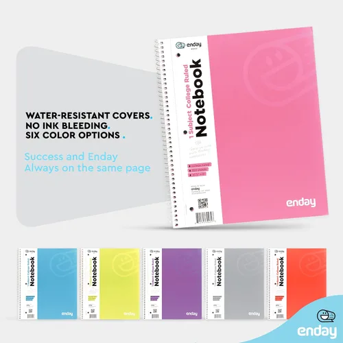 Vista 4 de Enday Spiral Notebook College Ruled (4 Pack) Pink, Red, Blue, Purple 1 Subject Spiral Notebook, College Ruled Notebook Paper, Journal Notebook for