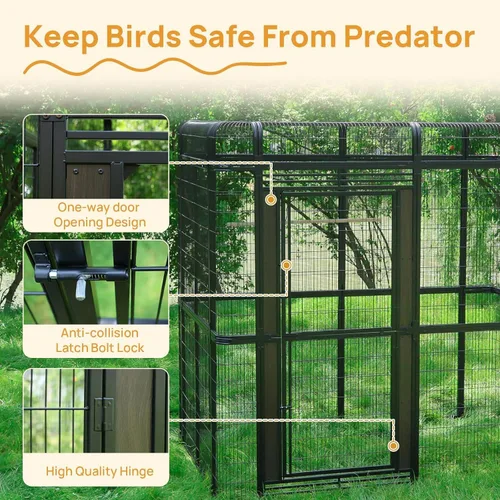 Vista 7 de Wonline Extra Large Walk-in Bird Aviary Cage, Black Outdoor parrot cage for macaws, cockatoos, parakeets & canaries. Rust-resistant metal, 0.79