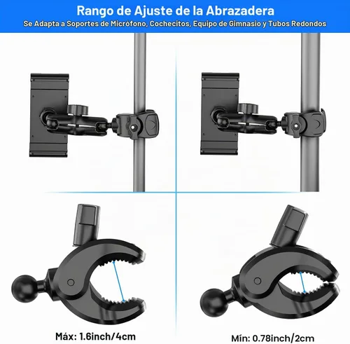 Vista 6 de PLDHPRO Soporte para Tablet para Soporte de Micrófono Giratorio 360°, Soporte de Música para iPad, Montaje para Micrófono con Abrazadera, Soportes