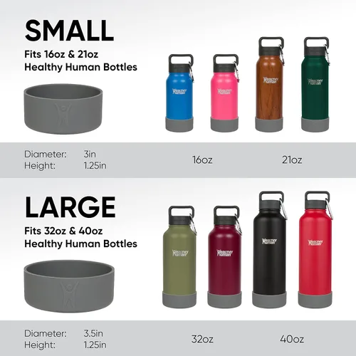 Vista 4 de Healthy Human Botas protectoras de silicona para botellas de jarra, se adapta a botellas de 32 y 40 onzas. Funda de silicona antideslizante sin BPA