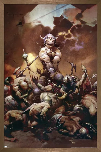 Vista 15 de Trends International Frank Frazetta - Póster de pared de destructor, 34 pulgadas de largo x 22.4 pulgadas, versión enmarcada en oro Versión