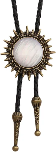 Vista 182 de Jeilwiy Corbata de bolo para hombre, corbata de vaquero occidental, collar de corbata de bolo dorado, corbata de cuero, corbata de Halloween