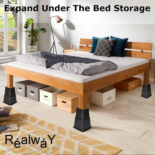 Vista 8 de RÉALWÁY - Paquete de 8 elevadores de muebles de cama, 3, 5, 8 pulgadas, combinación 3 en 1, resistentes para sofá, marco de cama, armario de mesa