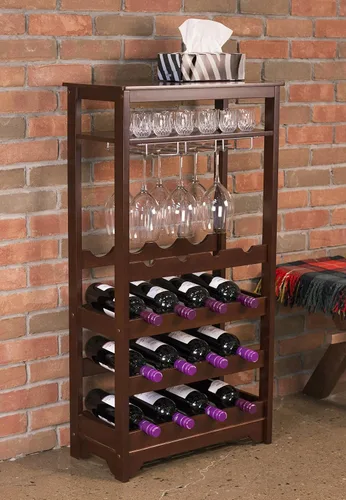 Vista 4 de Merry Products - Estante para vino de 16 botellas, color espresso