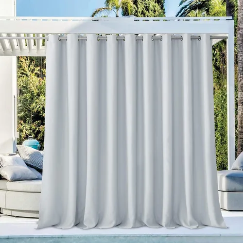 Vista 17 de NICETOWN Cortina para Exteriores para Patio Impermeable de 84 Pulgadas de Ancho, Aislamiento Térmico con Ojales Antioxidantes Bloqueo UV Cortina