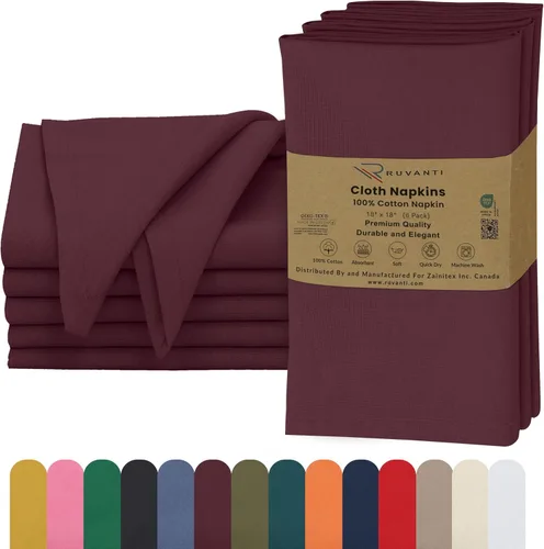 Vista 32 de Ruvanti - Servilletas de tela, paquete de 6, 45x45 centímetros, 100% algodón, lavables, suaves y absorbentes, perfectas para bodas, cenas de Belleza