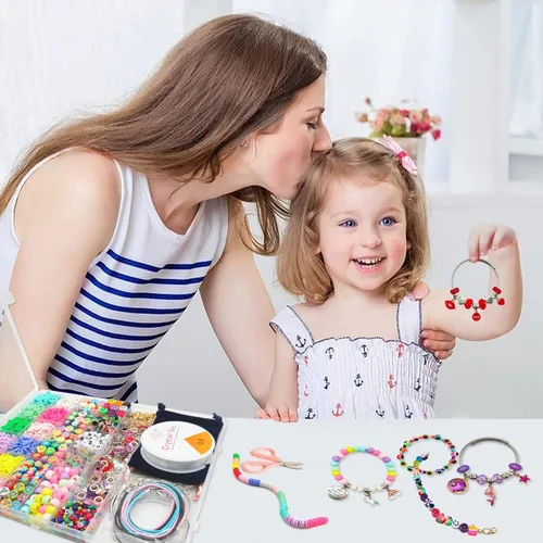 Vista 2 de leitait Kit de Fabricación de Pulseras de Juguetes para Niñas - Kit de Fabricación de Joyas con Dijes de 3000 Piezas, Rellenos para Canasta