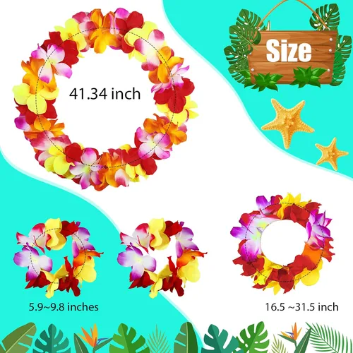 Vista 2 de 6 piezas de disfraz hawaiano para mujer, incluye falda hula, top hawaiano, flor hawaiana, collar y pulsera para Halloween, mujer, cosplay