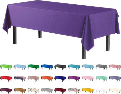 Vista 52 de Party Solids Paquete de 4 manteles de plástico color azul aguamarina, 54 x 108 pulgadas, mantel desechable para fiestas y pícnics