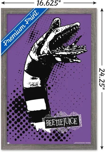 Vista 3 de Trends International Beetlejuice - Póster de pared de gusano de arena, 22.4 pulgadas de largo x 14.7 pulgadas, versión enmarcada de madera