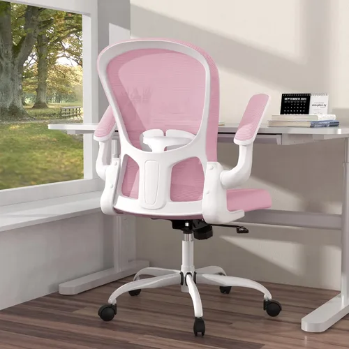 Vista 8 de Silla de oficina ergonómica, cómoda silla giratoria para oficina en casa, silla de escritorio de malla transpirable, silla de computadora de apoyo