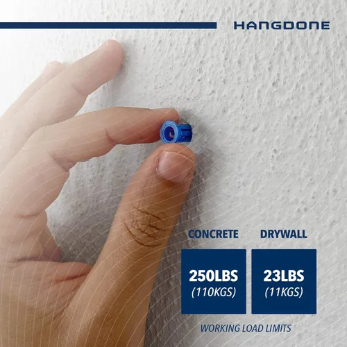 Vista 4 de Anclajes de pared acanalados #10-#12 de 1-1/4 pulgadas con tornillos, paquete de 100, azul, anclaje de plástico para paneles de yeso/hormigón