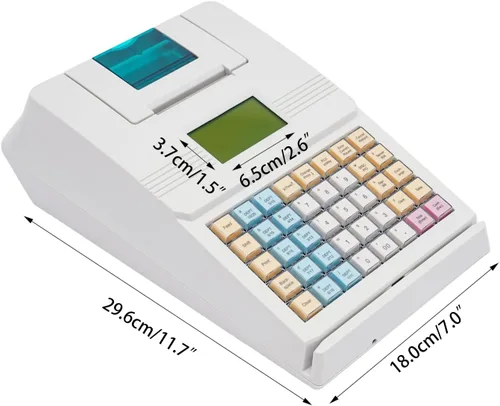 Vista 5 de Caja registradora electrónica de 40 teclas con cajón de efectivo, compatible con sistema antirrobo, múltiples funciones, cajas registradoras