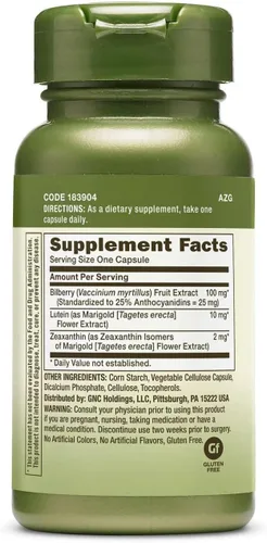 Vista 2 de GNC Herbal Plus Extracto de arándano y suplemento de luteína, vegetariano, apoya la salud ocular y visual, 60 porciones