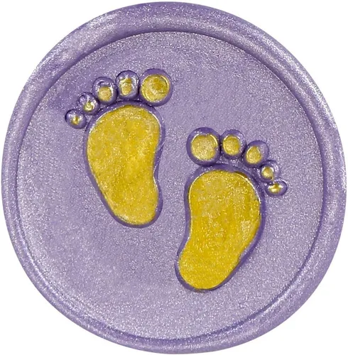 Vista 3 de Yoption Baby Footprints - Sello de cera Cabeza de sello de cera de latón con mango de madera, para invitación de baby shower, envoltura de regalo