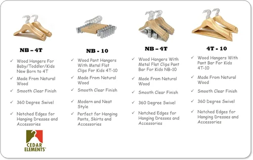 Vista 7 de Perchas para niños (madera natural, perchas para pantalones para niños NB-10)