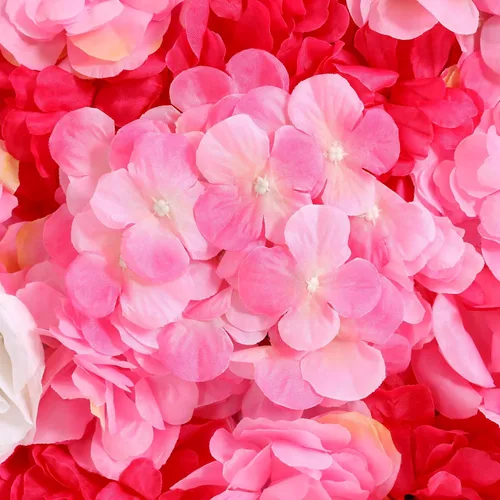 Vista 8 de Juego de paneles de pared de flores de seda artificial, telón de fondo de fiesta de boda, panel de pared floral de rosa de seda para ramo, Rosa