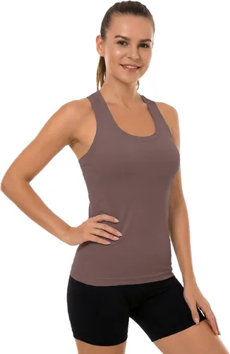 Vista 27 de MathCat Camisetas de entrenamiento para mujer, sin costuras, básicas, sin mangas, con espalda cruzada, atlética, yoga, correr, uso diario
