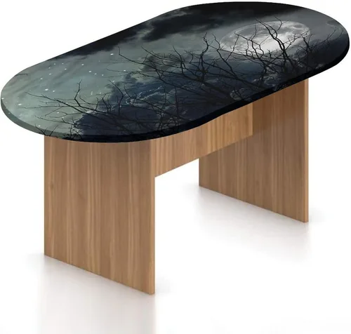 Vista 14 de XISUNYA Mantel ajustable ovalado de poliéster con bordes elásticos nocturnos, estampado de galaxia y nebulosa de la Vía Láctea, se adapta a mesas