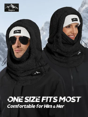 Vista 3 de Pasamontañas de esquí para mujeres y hombres, resistente al viento, forro polar, máscara facial de invierno, gorro para clima frío, calentador