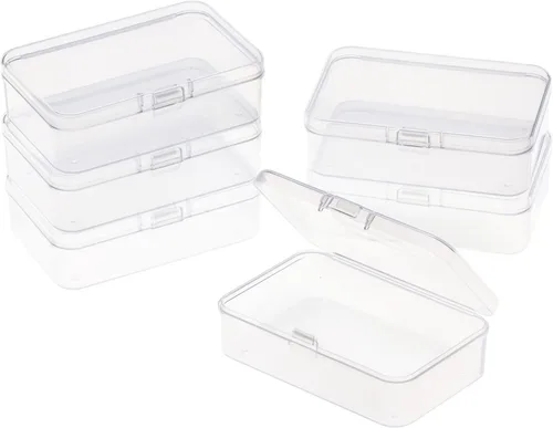Vista 13 de Paquete de 6 recipientes pequeños de plástico, organizador de cuentas rectangulares transparentes con tapas para crayones y manualidades, soporte