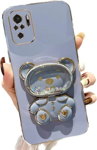 Vista 12 de Miagon Bear - Funda con soporte para espejo para Xiaomi Redmi A1, Quicksand Glitter Electroplated Soft TPU Protector Slim a prueba de golpes