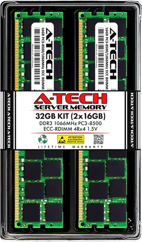 Vista 158 de A-Tech 4GB DDR3 1333MHz PC3-10600R ECC RDIMM 1Rx4 Rango único 1.5V Registrado DIMM 240-Pin Módulo de actualización de memoria RAM de servidor