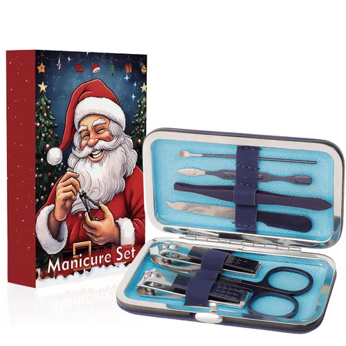 Vista 8 de NZKNP - Juego de manicura de viaje 7 en 1 con estuche, kit de aseo de uñas, herramientas para el cuidado, regalos del día del padre, regalos