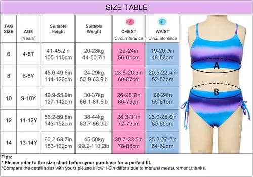 Vista 6 de Play Tailor Girls Bikini Swimsuit Kids Bathing Suit 2 Pcs Set Swimwear