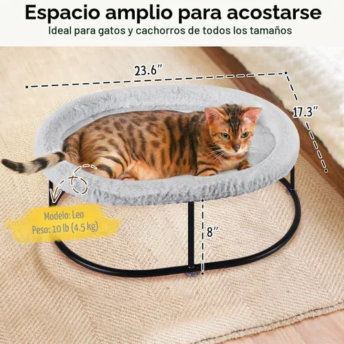 Vista 4 de Zoratoo Hamaca elevada para gatos de interior, cama mullida y cálida para gatos con funda de cama desmontable, cama portátil para mascotas elevada