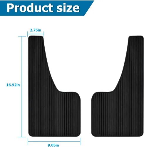 Vista 2 de 2 piezas de aletas para salpicaderos de coche, protectores de guardabarros de PVC con aditamentos delanteros y traseros, aletas universales